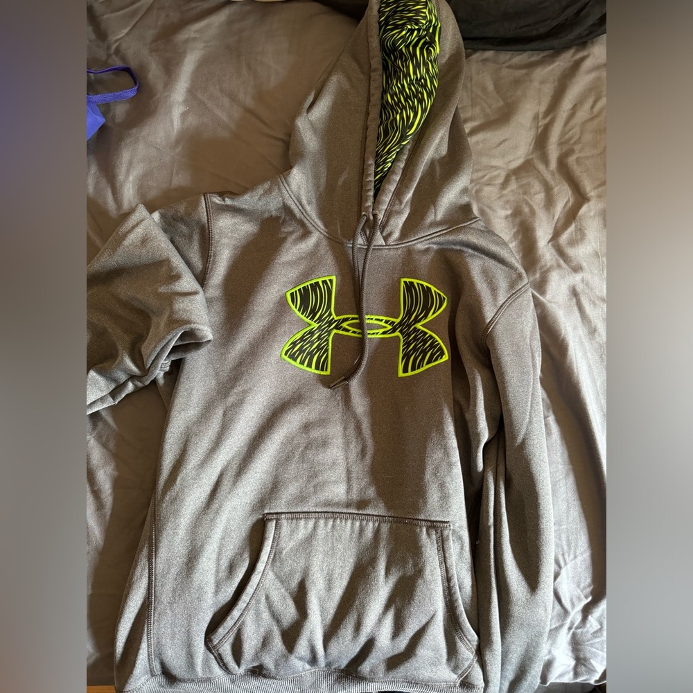 Grey with neon. Under Armour hoodie. Size medium.